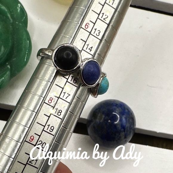 Alquimia by Ady Silver Ring with Blue, Black, and Turquoise Stones - Picture 3 of 5